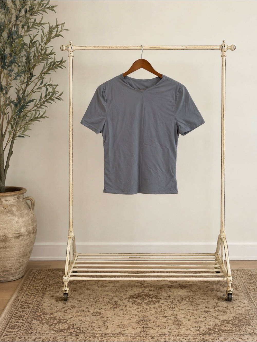 Women's Short-Sleeve Crew Tee - Gray Baby Blue / Activewear top